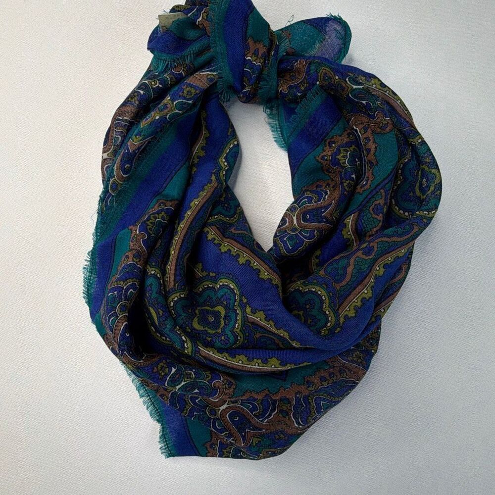 Worthington Vintage Wool Scarf Paisley Pattern Square Japan